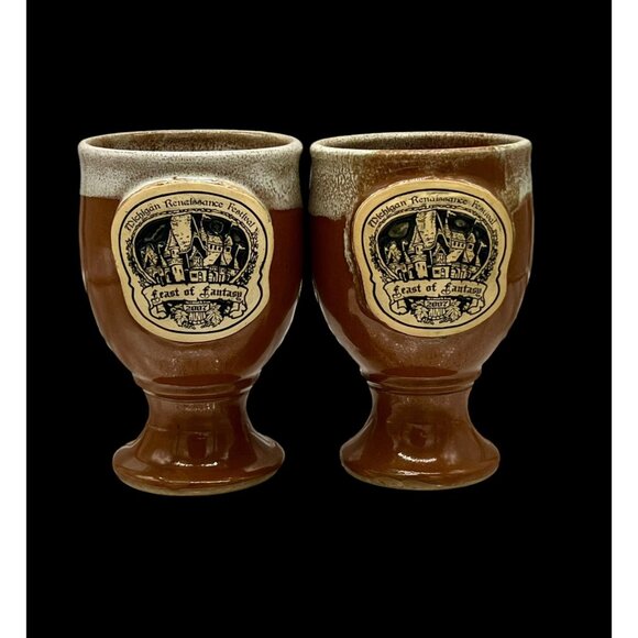 Set of 2 Renaissance Festival 2007 Feast of Fantasy Wine Goblets 5” tall x 3” in - Picture 3 of 9